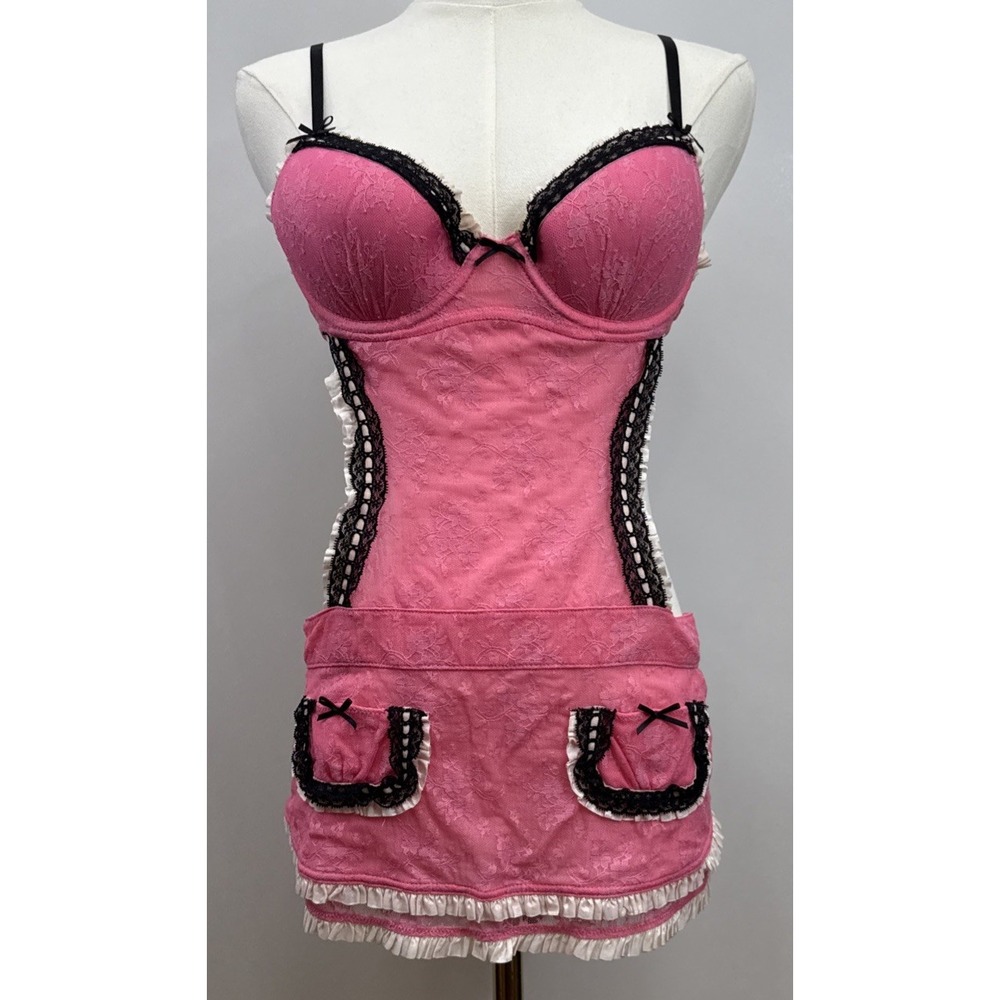 Sexy Little Thing Victorias Secret French Maid Apron Lingerie 34B Pink Costume
